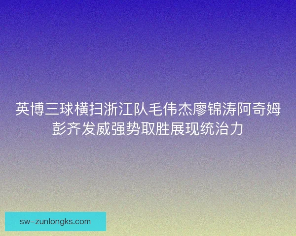 英博三球横扫浙江队毛伟杰廖锦涛阿奇姆彭齐发威强势取胜展现统治力